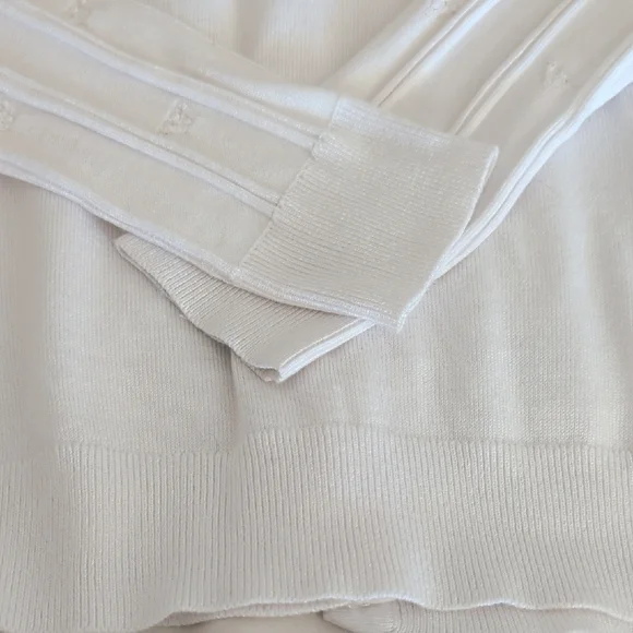 Women's White Ribbed Button-Front Cardigan - Picture 7 of 7